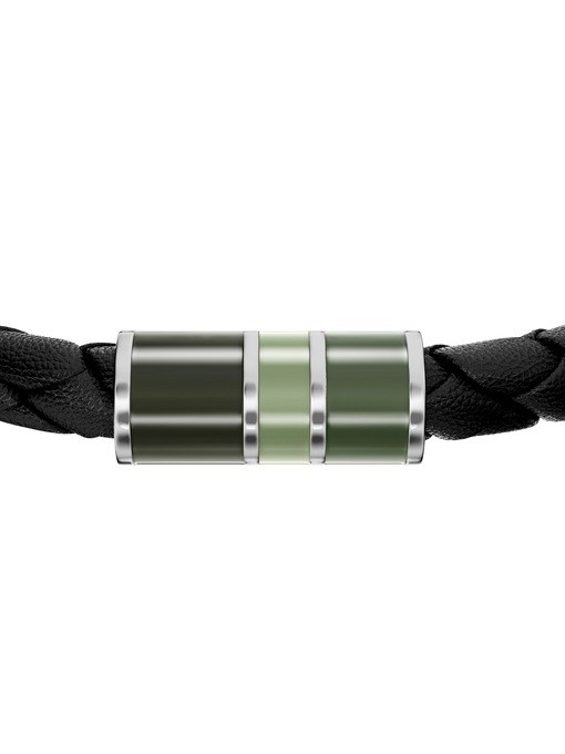 Everett Enamel Black Leather Station Bracelet Everett Enamel Black Leather Station Bracelet