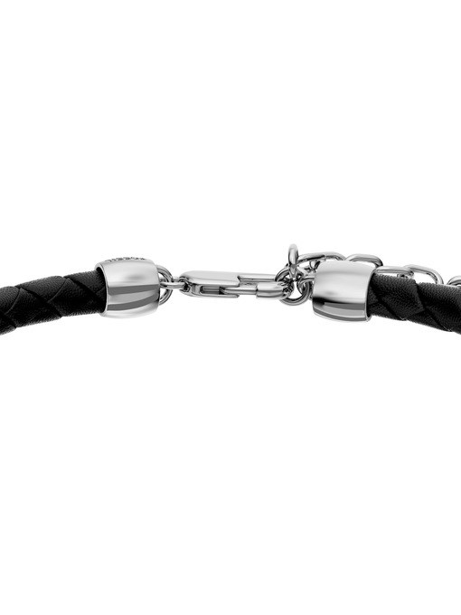 Everett Enamel Black Leather Station Bracelet Everett Enamel Black Leather Station Bracelet