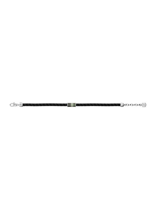 Everett Enamel Black Leather Station Bracelet Everett Enamel Black Leather Station Bracelet