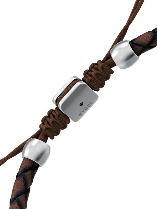 Machine Rondelles Brown Leather Station Bracelet