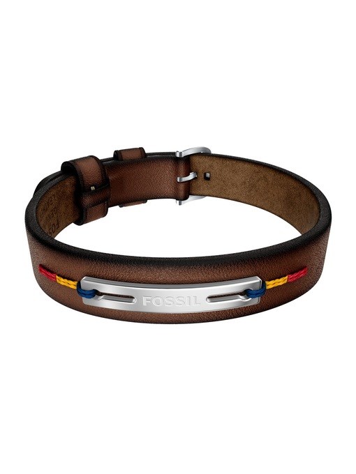 Everett Topstitch Brown Leather Strap Bracelet