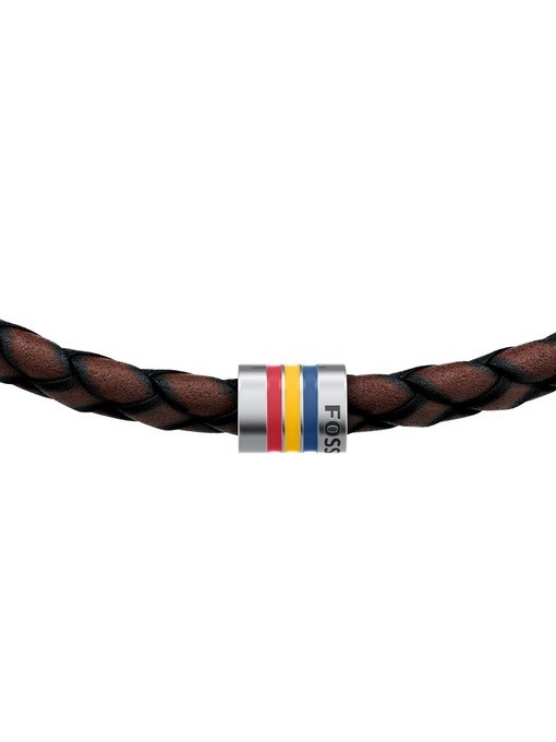 Everett Enamel Brown Leather Station Bracelet Everett Enamel Brown Leather Station Bracelet