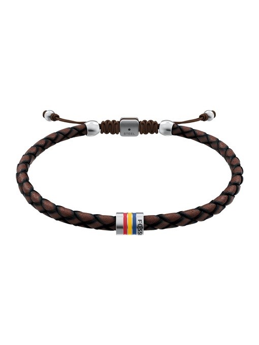 Everett Topstitch Brown Leather Strap Bracelet