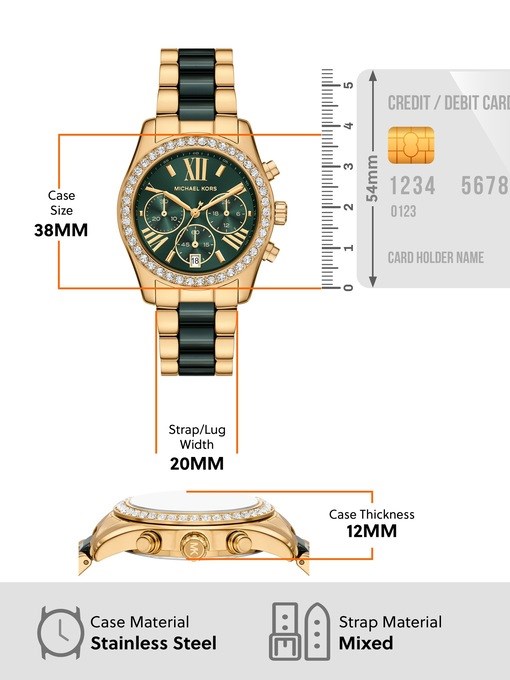 Michael Kors Lexington Chronograph Green Ceramic and Gold-Tone Stainless Steel Watch Michael Kors Lexington Chronograph Green Ceramic and Gold-Tone Stainless Steel Watch
