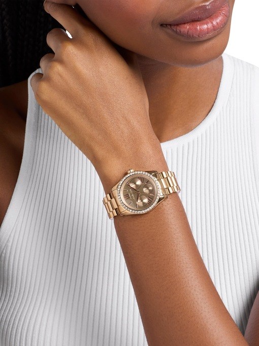 Michael Kors Lexington Multifunction Beige Gold-Tone Stainless Steel Watch Michael Kors Lexington Multifunction Beige Gold-Tone Stainless Steel Watch