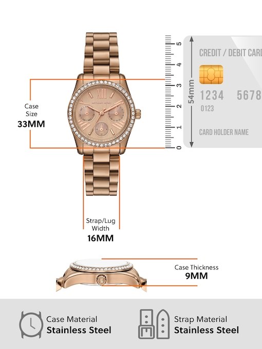Michael Kors Lexington Multifunction Beige Gold-Tone Stainless Steel Watch