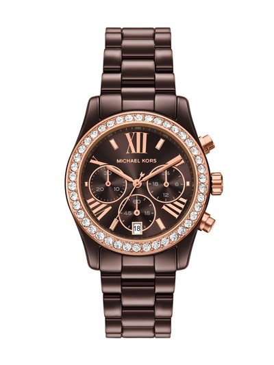 Michael Kors Lexington Chronograph Brown Ceramic Watch