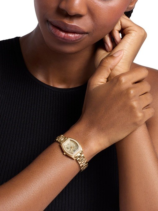 Michael Kors Chelsea Three-Hand Gold-Tone Stainless Steel Watch Michael Kors Chelsea Three-Hand Gold-Tone Stainless Steel Watch
