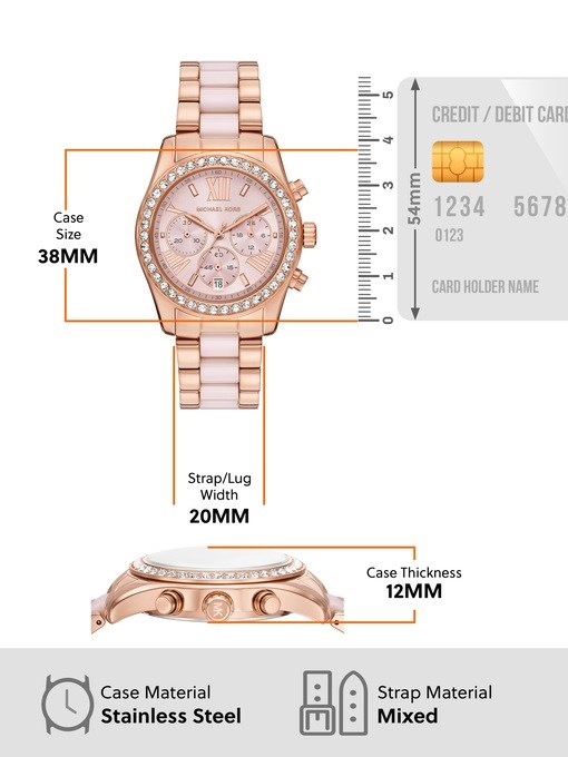 Michael Kors Lexington Chronograph Pink Ceramic and Rose Gold-Tone Stainless Steel Watch Michael Kors Lexington Chronograph Pink Ceramic and Rose Gold-Tone Stainless Steel Watch