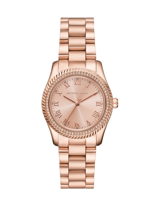 Michael Kors Lexington Three-Hand Rose Gold-Tone Stainless Steel Watch Michael Kors Lexington Three-Hand Rose Gold-Tone Stainless Steel Watch