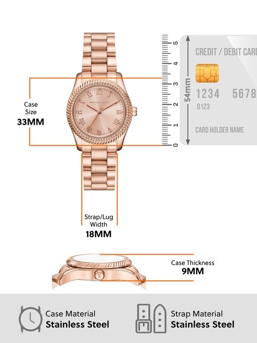 Michael Kors Lexington Three-Hand Rose Gold-Tone Stainless Steel Watch Michael Kors Lexington Three-Hand Rose Gold-Tone Stainless Steel Watch