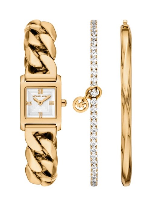 Michael Kors Georgie Two-Hand Gold-Tone Stainless Steel Watch and Bracelet Set