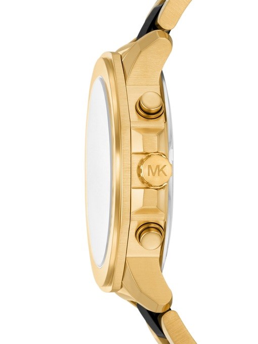 Michael Kors Prescott Chronograph Black Ceramic and Gold-Tone Stainless Steel Watch