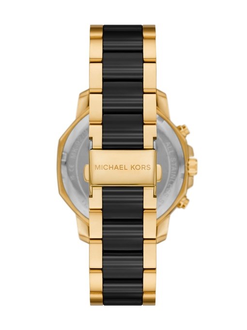 Michael Kors Prescott Chronograph Black Ceramic and Gold-Tone Stainless Steel Watch