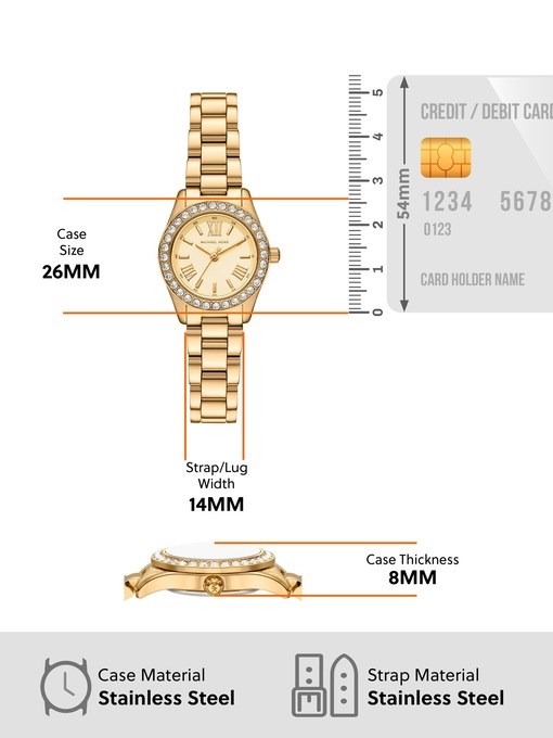 Michael Kors Lexington Three-Hand Gold-Tone Stainless Steel Watch and Interchangeable Topring Set