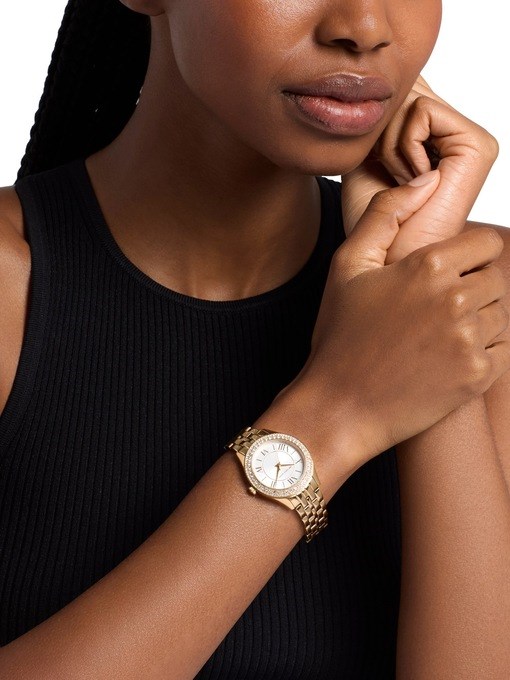 Michael Kors Harlowe Three-Hand Gold-Tone Stainless Steel Watch Michael Kors Harlowe Three-Hand Gold-Tone Stainless Steel Watch
