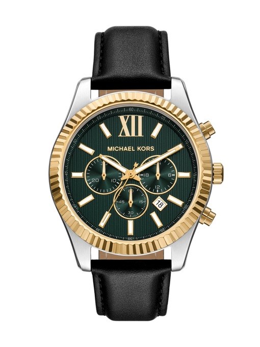 Michael Kors Lexington Chronograph Black Leather Watch Michael Kors Lexington Chronograph Black Leather Watch
