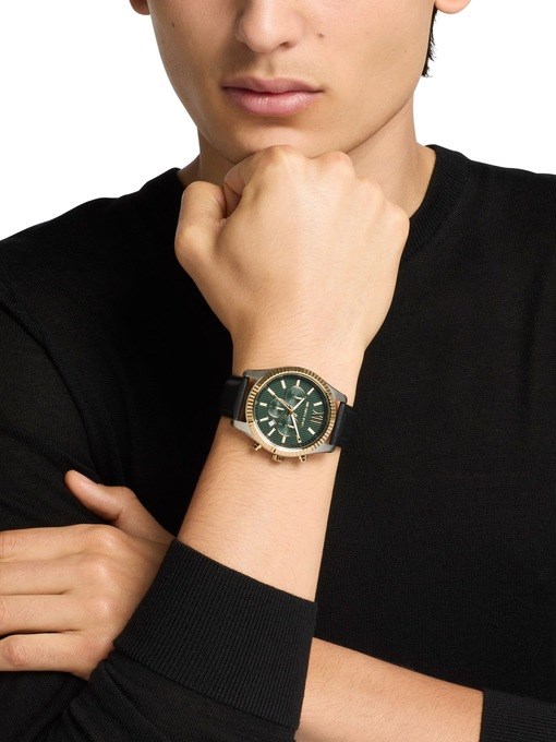 Michael Kors Lexington Chronograph Black Leather Watch Michael Kors Lexington Chronograph Black Leather Watch
