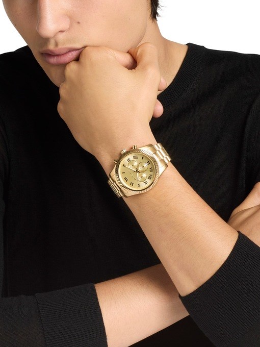 Michael Kors Lexington Chronograph Gold-Tone Stainless Steel Watch Michael Kors Lexington Chronograph Gold-Tone Stainless Steel Watch