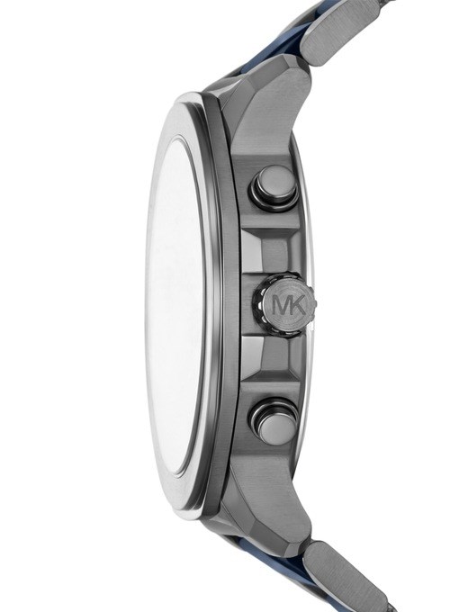 Michael Kors Prescott Chronograph Blue Ceramic and Gunmetal Stainless Steel Watch Michael Kors Prescott Chronograph Blue Ceramic and Gunmetal Stainless Steel Watch