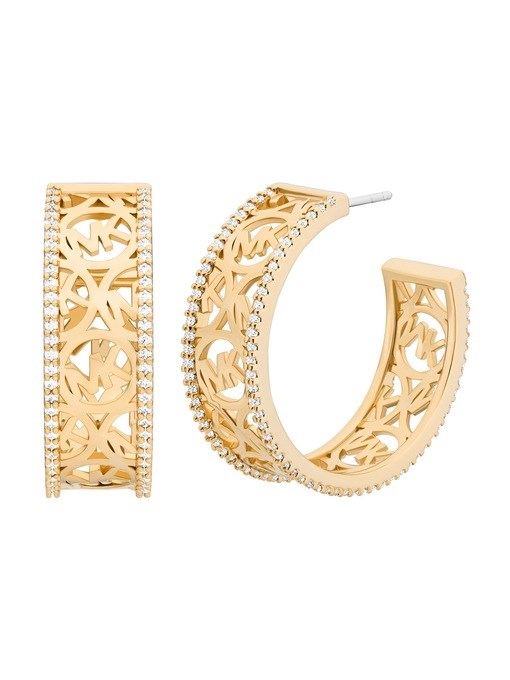 Michael Kors Openwork Logo Large Hoop Earrings