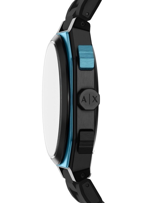 Armani Exchange Bass Dual-Time Black Silicone, Stainless Steel Watch Armani Exchange Bass Dual-Time Black Silicone, Stainless Steel Watch