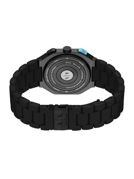 Armani Exchange Bass Dual-Time Black Silicone, Stainless Steel Watch Armani Exchange Bass Dual-Time Black Silicone, Stainless Steel Watch