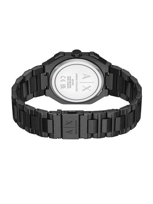 Armani Exchange Bass Dual-Time Black Stainless Steel Watch