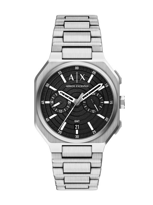 Armani Exchange Bass Dual-Time Stainless Steel Watch