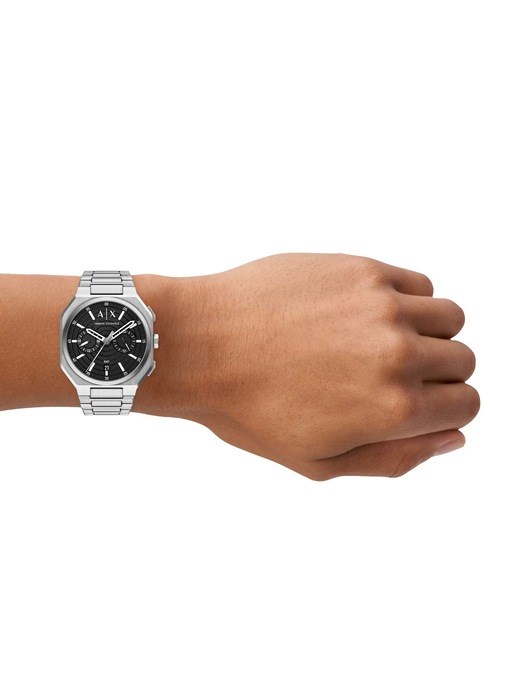 Armani Exchange Bass Dual-Time Stainless Steel Watch