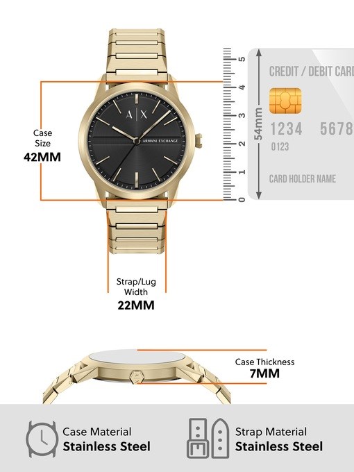 Armani Exchange Three-Hand Gold-Tone Stainless Steel Watch