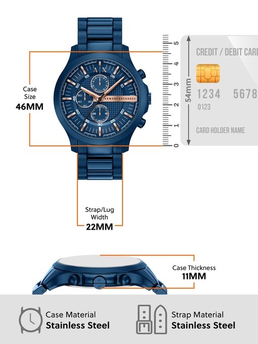 Armani Exchange Chronograph Blue Stainless Steel Watch Armani Exchange Chronograph Blue Stainless Steel Watch