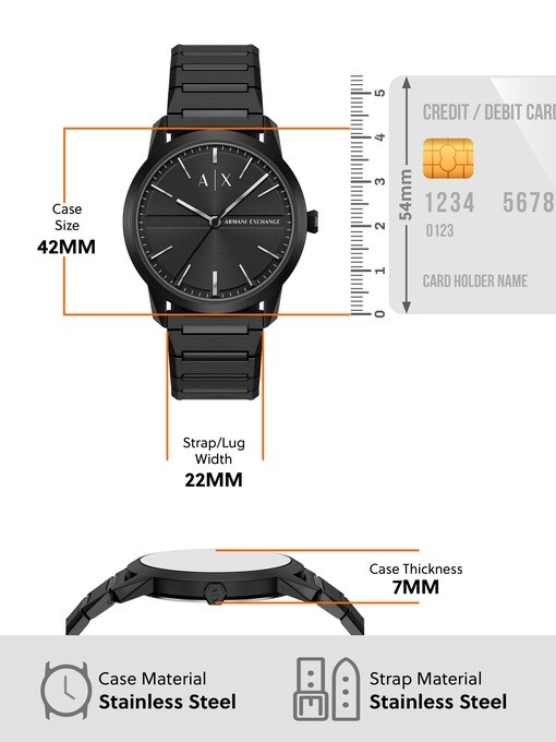 Armani Exchange Three-Hand Black Stainless Steel Watch Armani Exchange Three-Hand Black Stainless Steel Watch