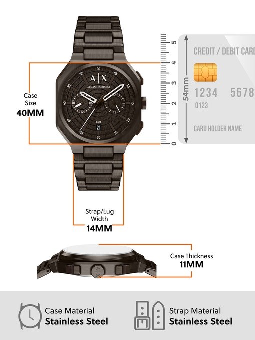 Armani Exchange Bass Dual-Time Brown Stainless Steel Watch