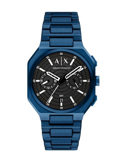 Armani Exchange Bass Dual-Time Blue Stainless Steel Watch