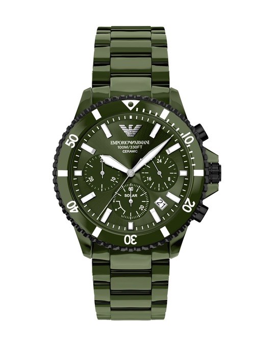Emporio Armani World Explorer Chronograph Green Ceramic Watch