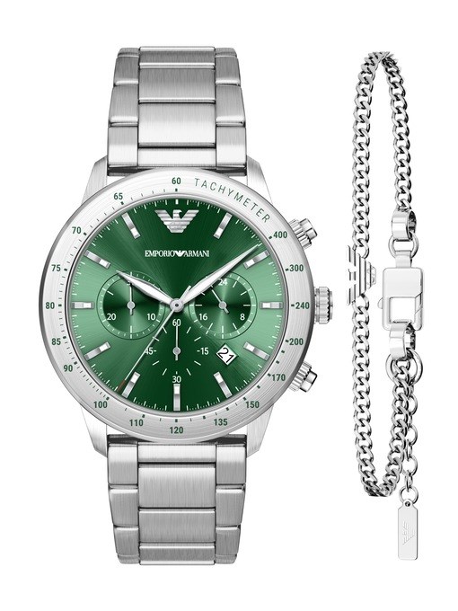Emporio Armani Chronograph Stainless Steel Watch and Bracelet Set Emporio Armani Chronograph Stainless Steel Watch and Bracelet Set