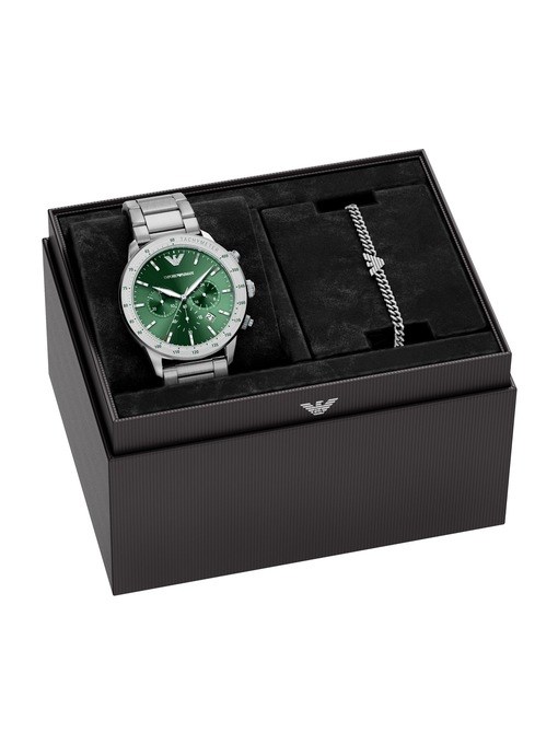 Emporio Armani Chronograph Stainless Steel Watch and Bracelet Set Emporio Armani Chronograph Stainless Steel Watch and Bracelet Set