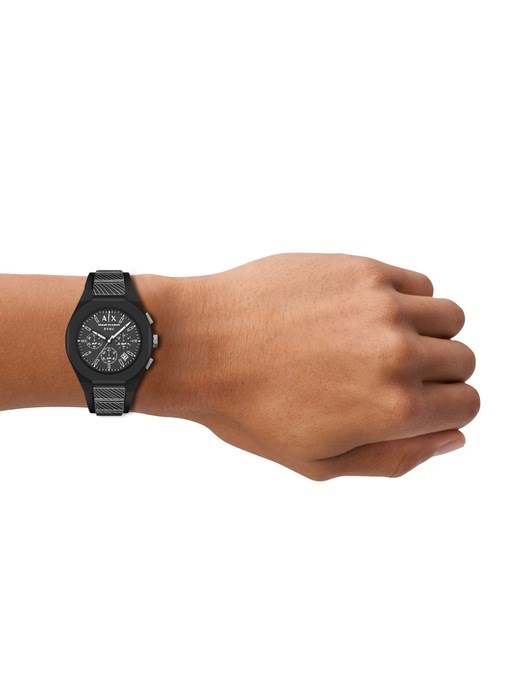 Armani Exchange Sync Chronograph Black Silicone Watch