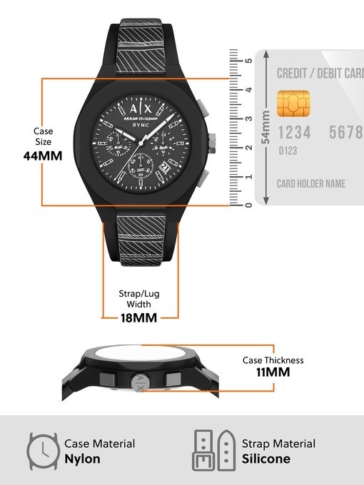 Armani Exchange Sync Chronograph Black Silicone Watch