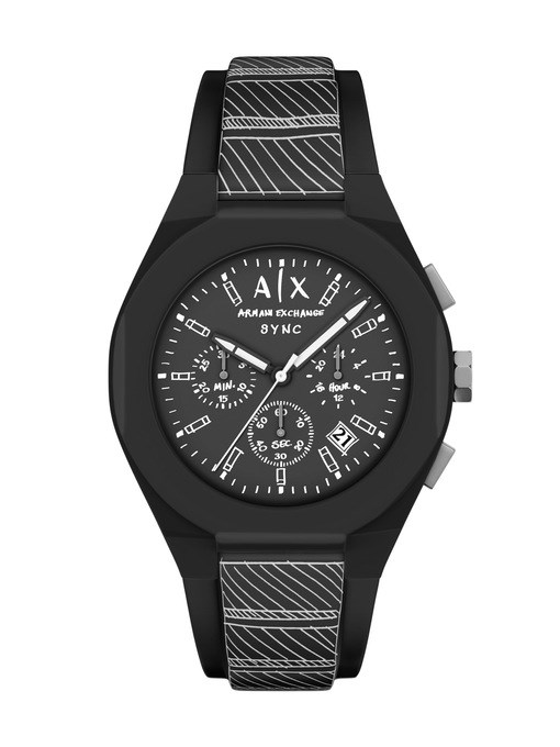 Armani Exchange Sync Chronograph Black Silicone Watch