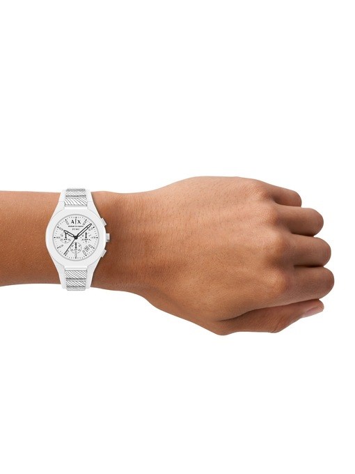 Armani Exchange Sync Chronograph White Silicone Watch