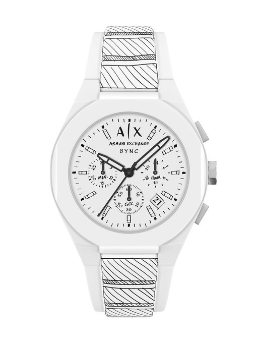 Armani Exchange Sync Chronograph Black Silicone Watch