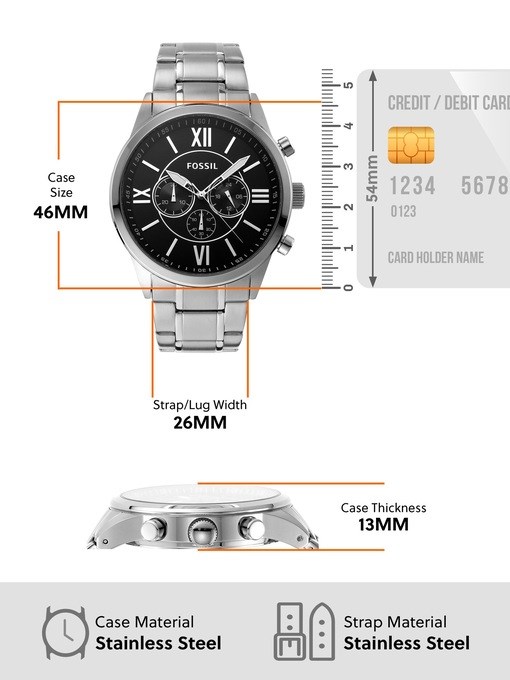 Fossil Flynn Silver Watch BQ1125 Fossil Flynn Silver Watch BQ1125