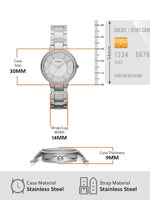Fossil Virginia Silver Watch ES3282