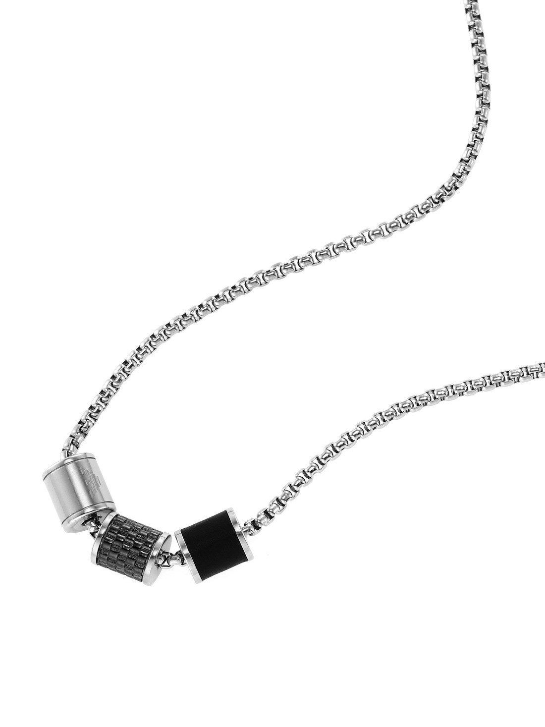 Silver and Black Stainless Steel Pendant Necklace | EMPORIO ARMANI Man