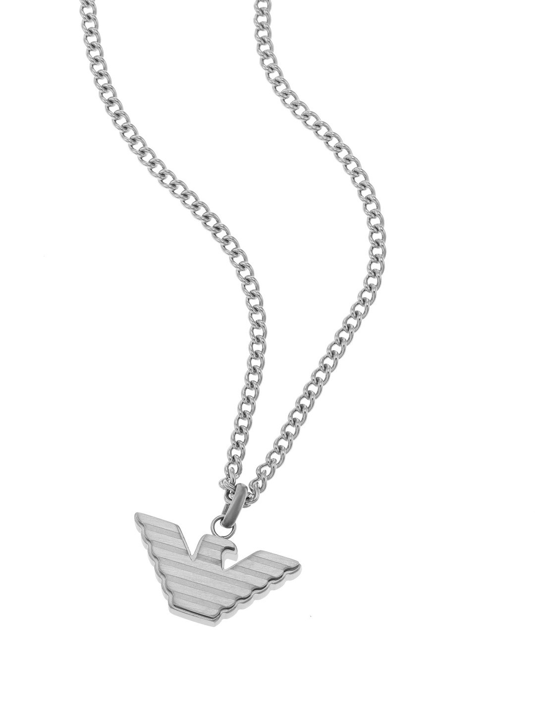 EMPORIO ARMANI Logo Plate Necklace Silver | PLAYFUL
