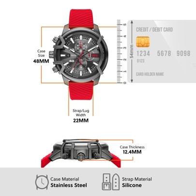 Diesel Griffed Red Watch DZ4673SET